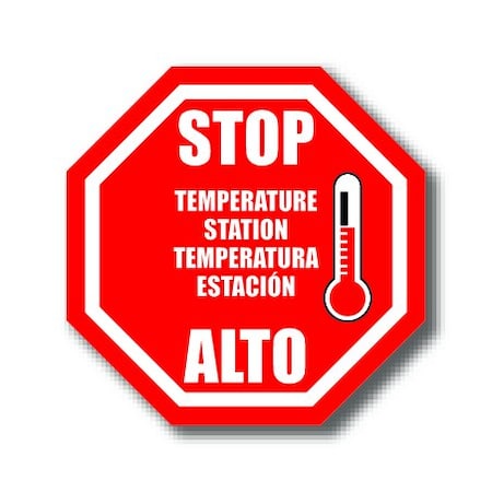 Ergomat 6in OCTAGON SIGNS Stop Temperature Station - Bilingual English/Spanish DSV-SIGN 36 #4196 -UEN